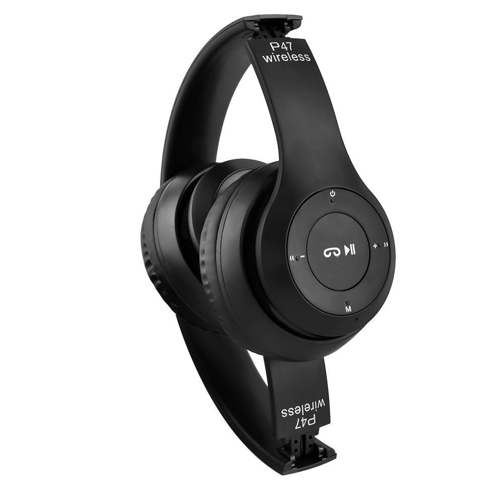 P47 Bluetooth-os akkus fejhallgató headset MP3 lejátszó – fekete (1)