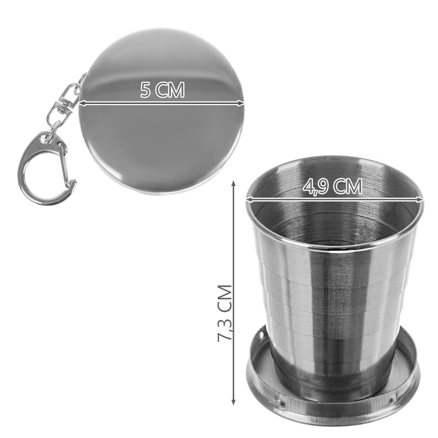 Állítható méretű, teleszkópos fém pohár kulcstartóval (BB0157) (13)