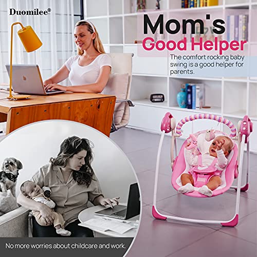 Hordozható baba hinta és pihenőszék önműködő ringató funkcióval – rózsaszín (1)