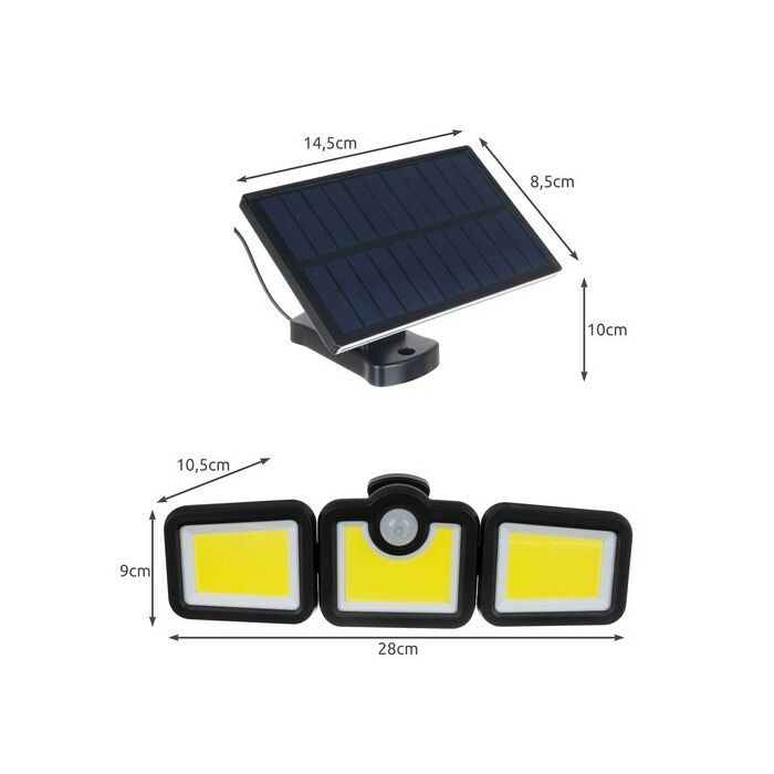 Biztonsági, 171 COB ledes napelemes fali lámpa, fény- és mozgásérzékelővel, távirányítóval JD-2959A2