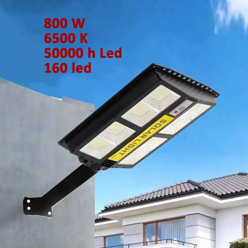 LED térvilágítás távirányítós, napelemes, fény-és mozgásérzékelős utcai szolárlámpa 800W1