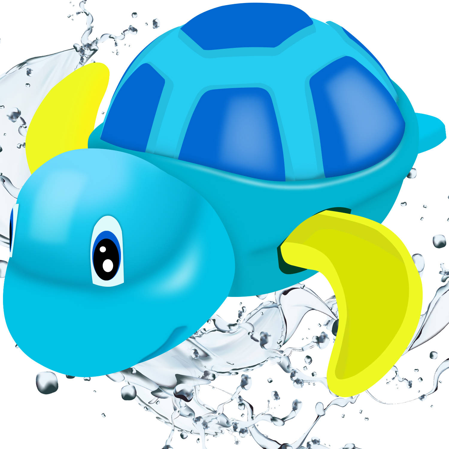 Akár szem-kéz koordináció fejlesztéséhez, felhúzhatós bébi teknős fürdőjáték fürdőkádba, medencébe – kék, sárga színű (BB-4479) (9)