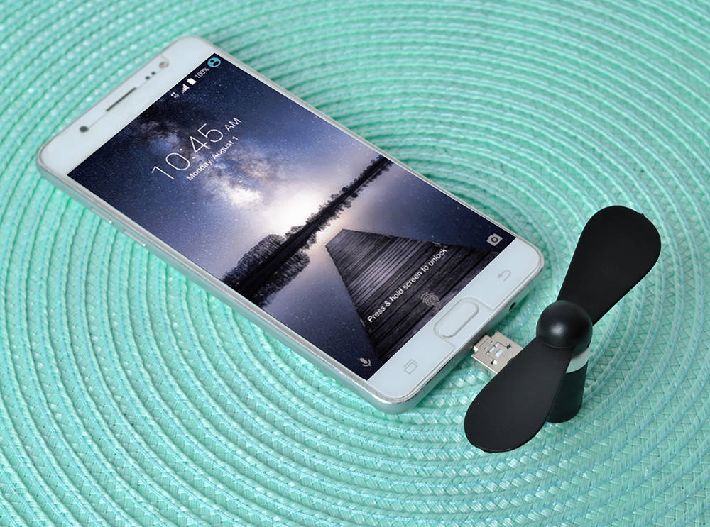 Hordozható mini USB és microUSB ventilátor telefonhoz és táblagéphez – 9 x 3,9 x 4cm, fekete szín (BB-5770) (11)