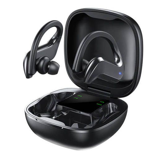 Vezeték nélküli fülhallgató, bluetooth 5.0, LED kijelzővel, beépített powerbankkal, microUSB töltőkábellel – fekete szín (BB-20378) (14)